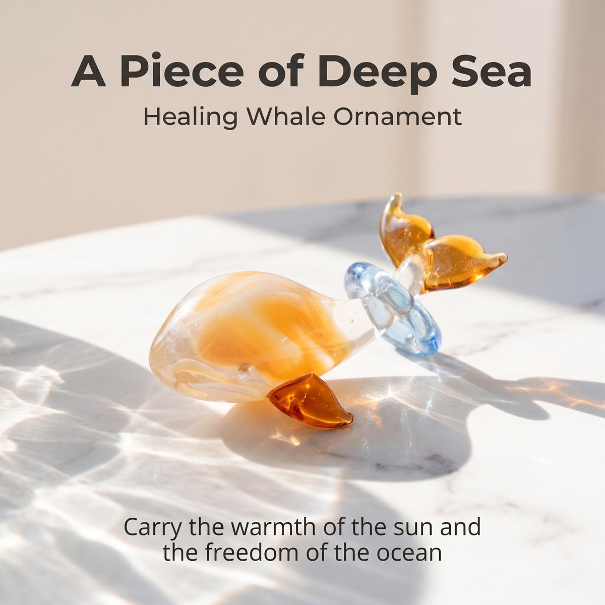 Hand-Blown Glass Whale Ornament, art glass Decor Accessory - Desk Ornament for Home Decor Enthusiasts