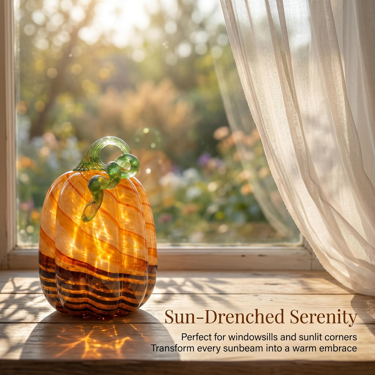 Hand-Blown Glass Pumpkin, art glass Decoration for Fall, Glowing Jewelry Accessory Derivative