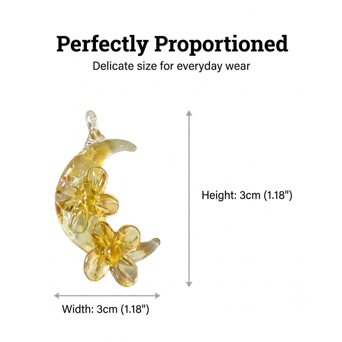 Hand-Blown Amber Moon Glass Pendant - art glass Necklace Accessory for Daily Wear