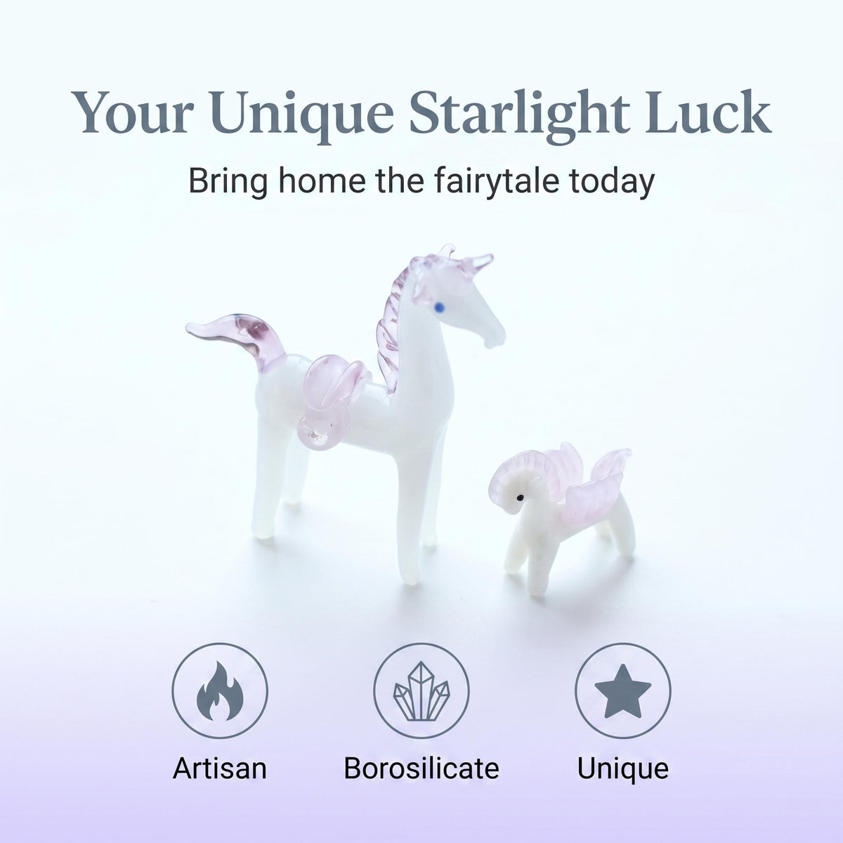 LuminaGlaze Handmade High Borosilicate Glass Unicorn Figurine - Artisan art glass Home Office Decor, Jewelry Accessories – product image 3