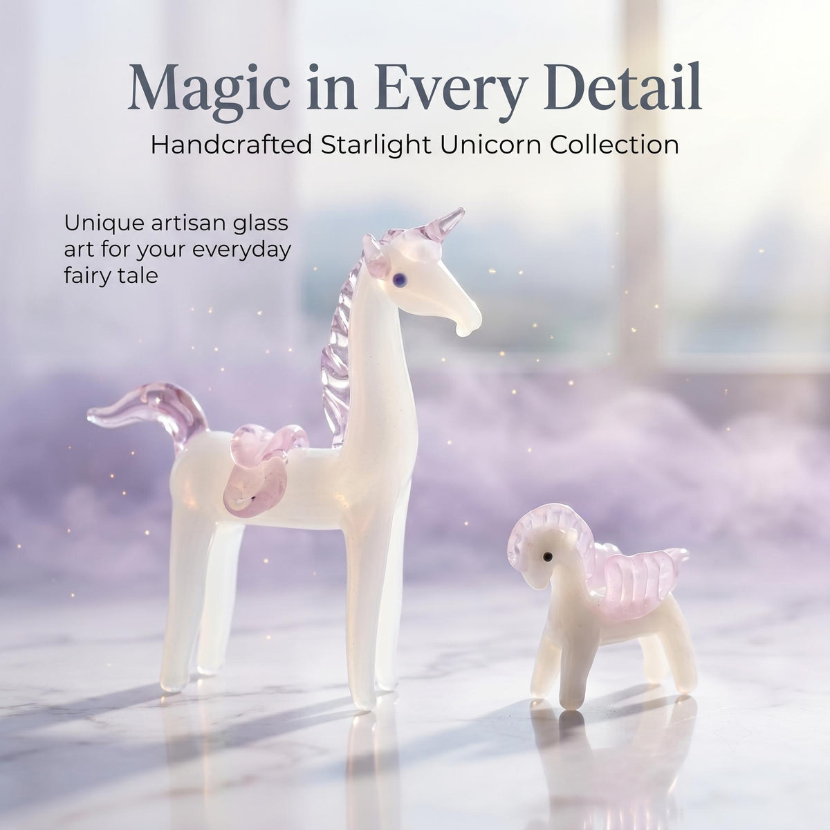 LuminaGlaze Handmade High Borosilicate Glass Unicorn Figurine - Artisan art glass Home Office Decor, Jewelry Accessories – product image 5