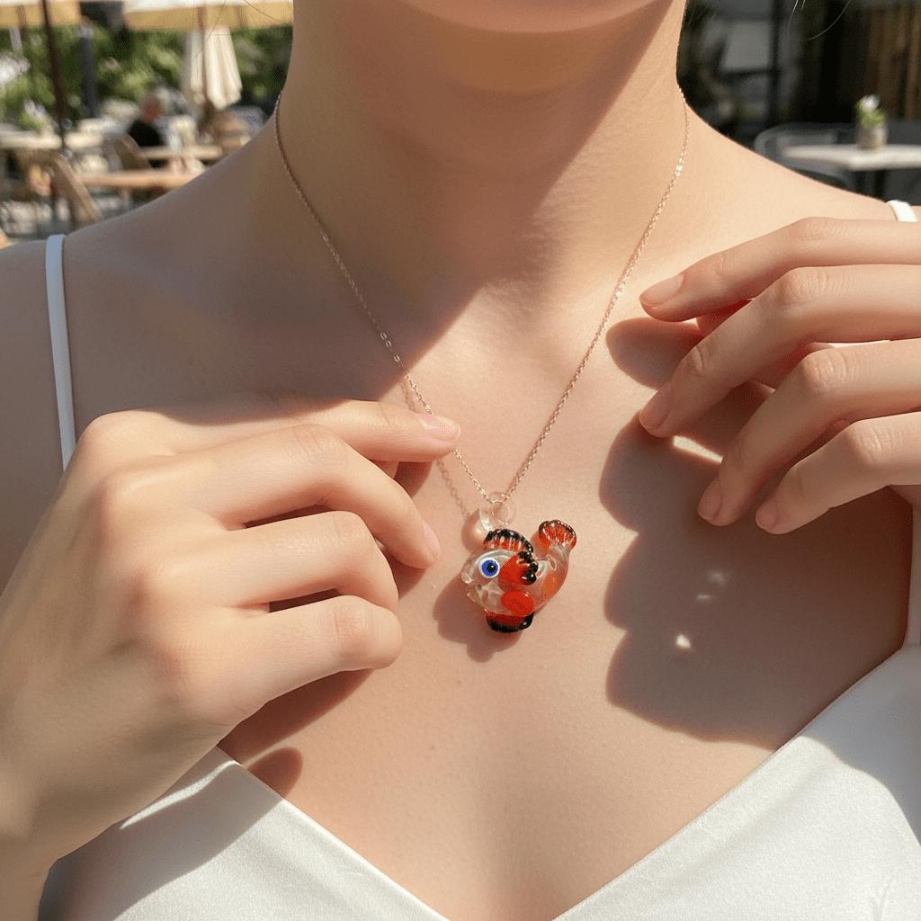 LuminaGlaze Handmade Cute Clownfish Glass Pendant, Crystal DIY Charm for Necklaces & Bracelets, Lovely Car Ornament & Exquisite – product image 3