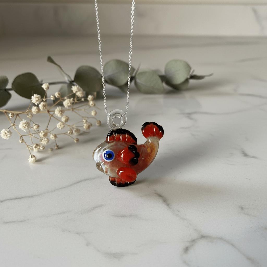 LuminaGlaze Handmade Cute Clownfish Glass Pendant, Crystal DIY Charm for Necklaces & Bracelets, Lovely Car Ornament & Exquisite – product image 6