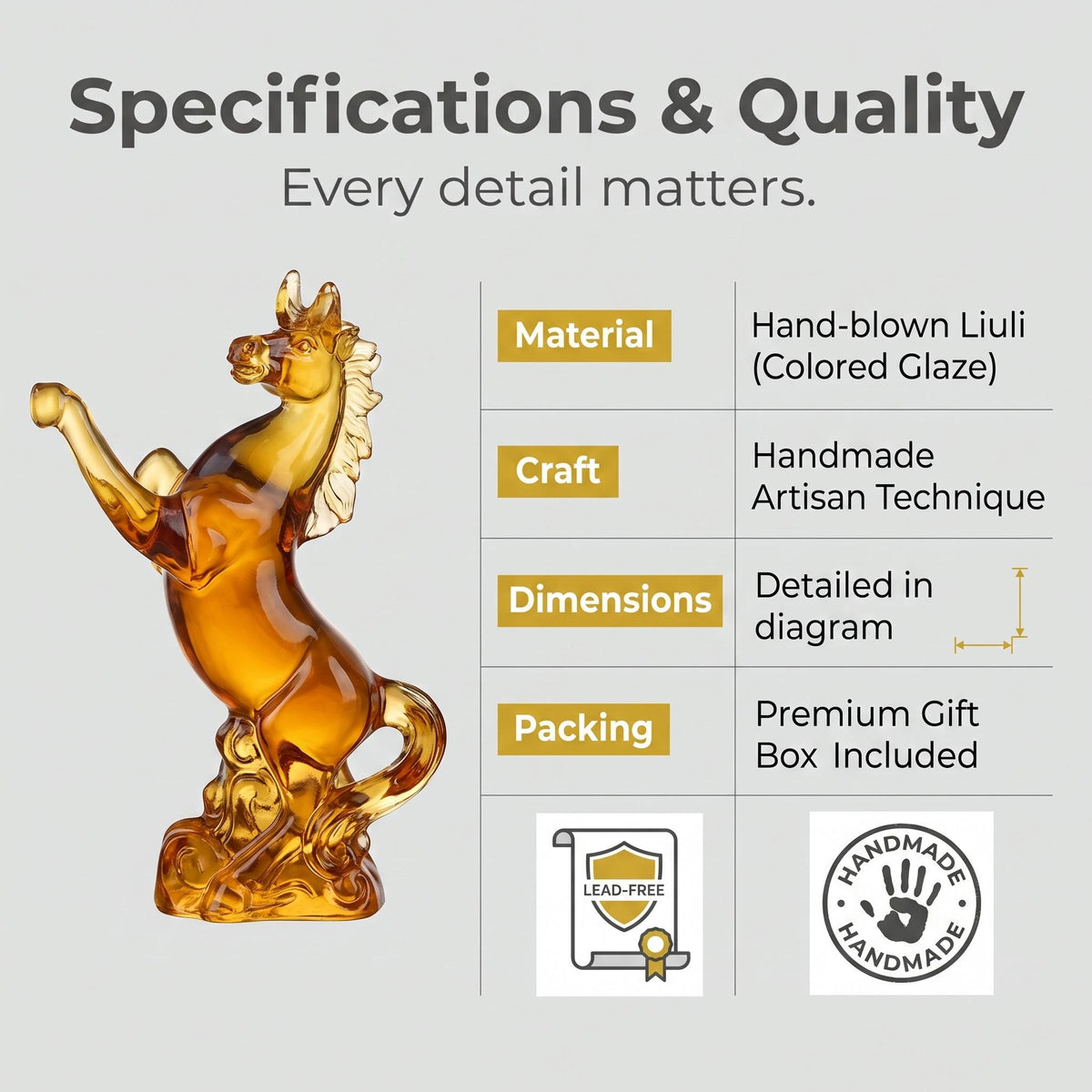 LuminaGlaze Handmade Zibo Glass Horse – product image 4