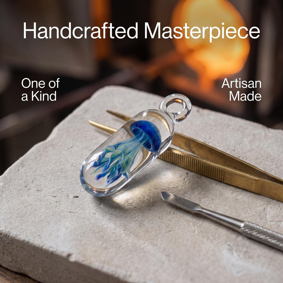 LuminaGlaze Hand Blown Glass Jellyfish Pendant Necklace – product image 9