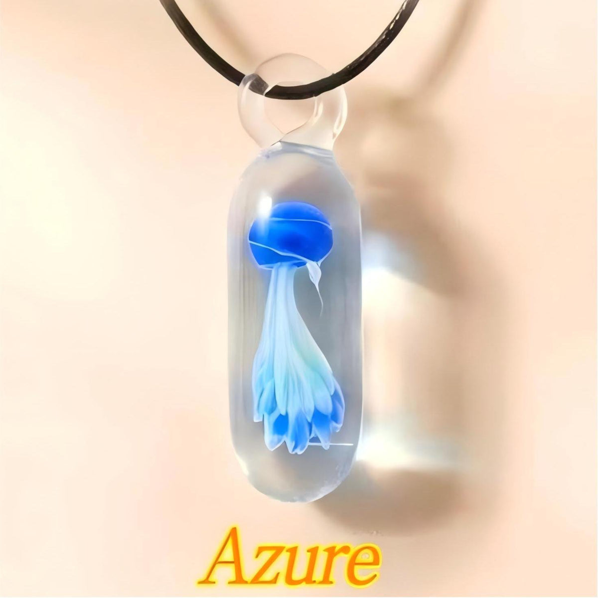 LuminaGlaze Hand Blown Glass Jellyfish Pendant Necklace – product image 10