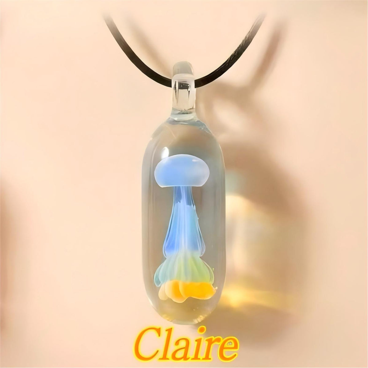 LuminaGlaze Hand Blown Glass Jellyfish Pendant Necklace – product image 13