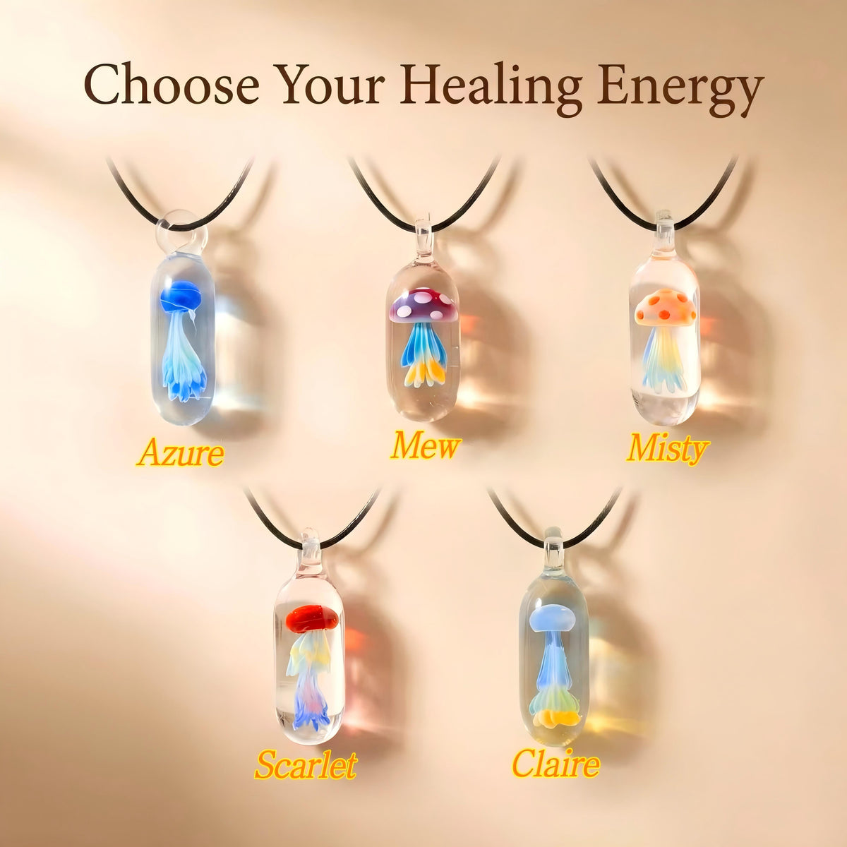LuminaGlaze Hand Blown Glass Jellyfish Pendant Necklace – product image 15
