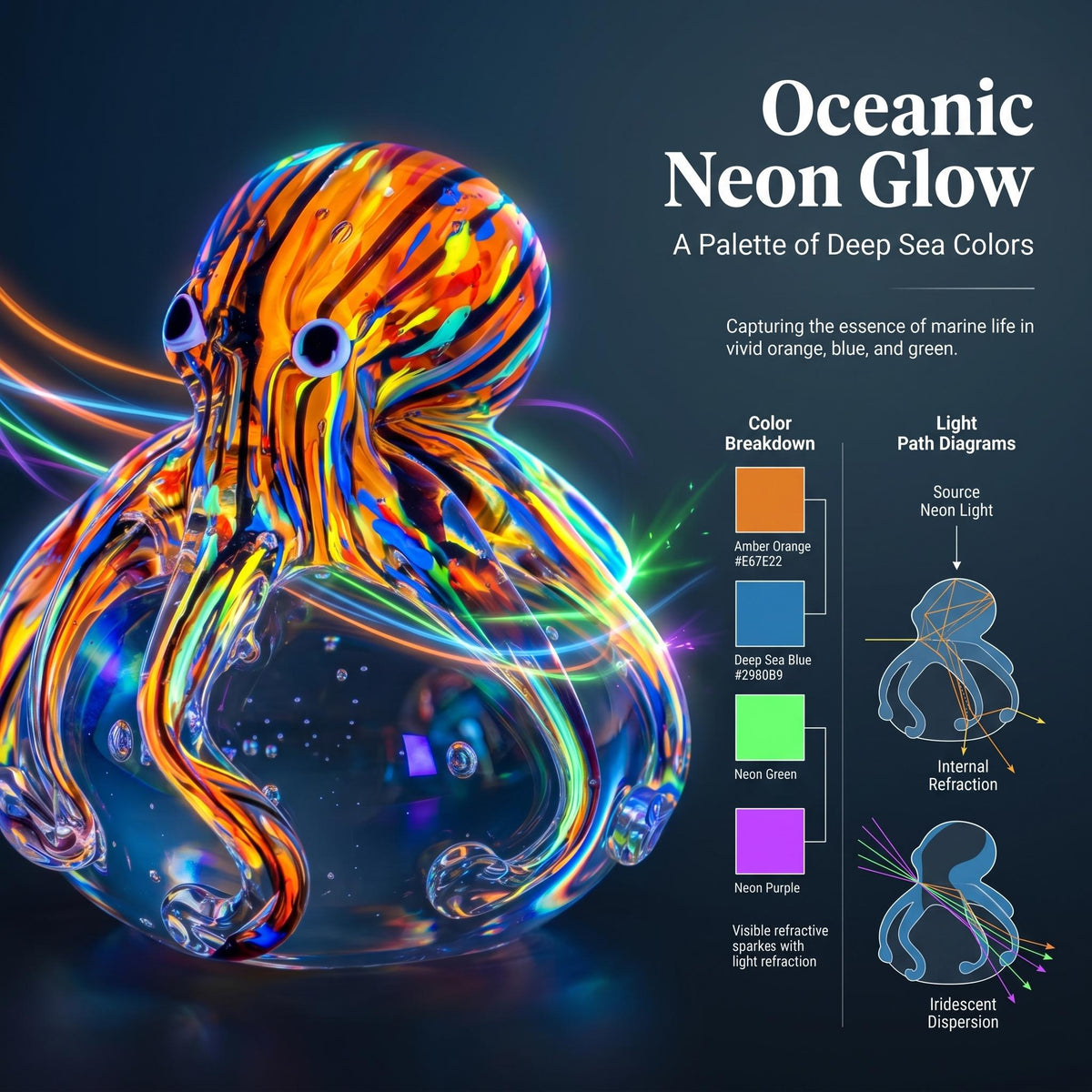LuminaGlaze Lampwork Glass Octopus art glass Decoration, Jewelry Accessory Derivative with Sunlight-Triggered Light Refraction – product image 6