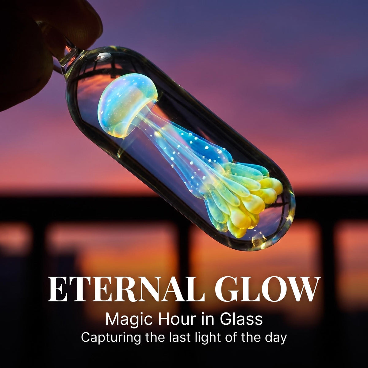 LuminaGlaze Jellyfish Glass Pendant Handmade Ocean Charm Necklace Pendant 4.5 x 1.3 cm Gift for Women, Chain Not Included – product image 3