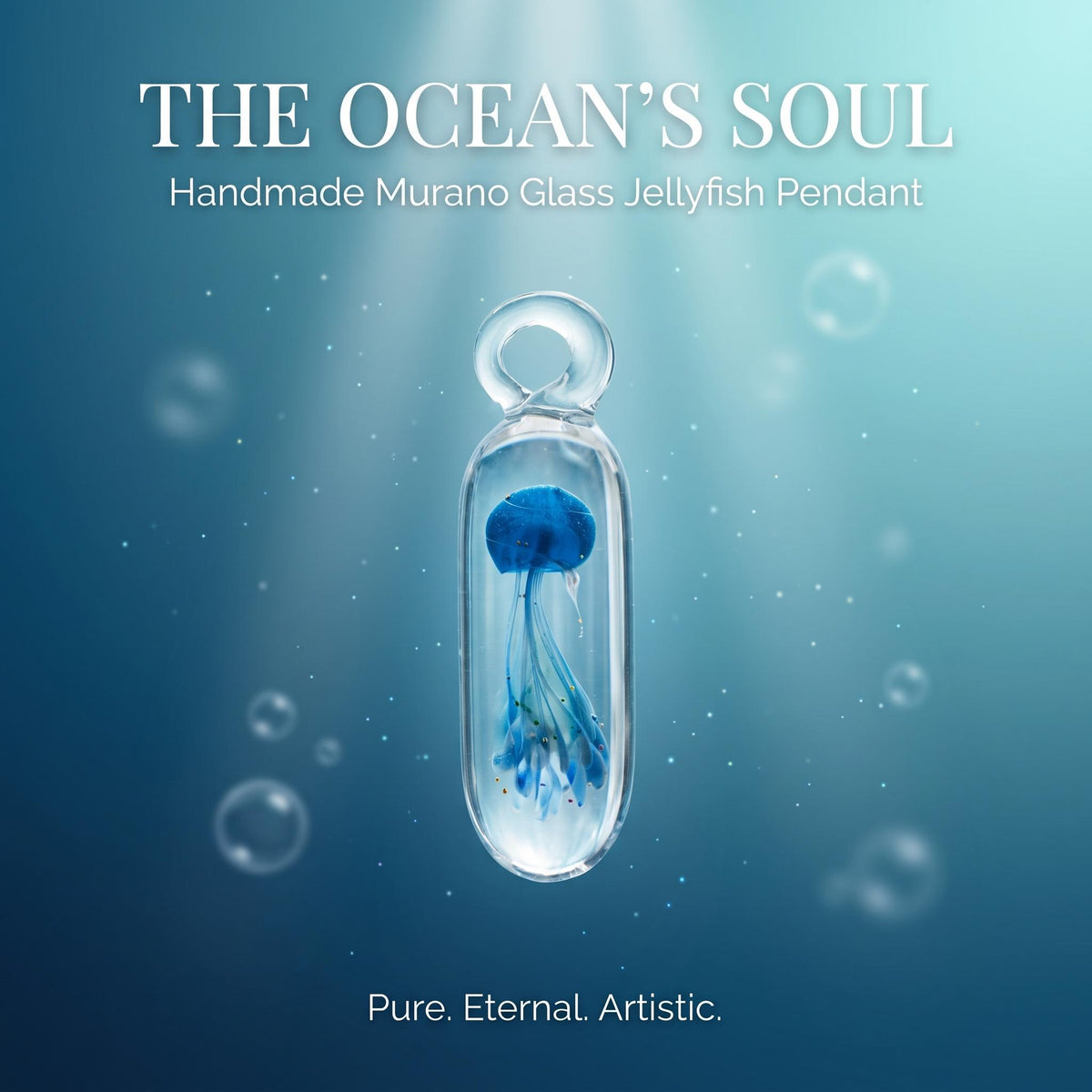 LuminaGlaze Gradient Jellyfish Glass Pendant Handmade Ocean Charm Necklace Pendant 4.5 x 1.3 cm Gift for Women, Chain Not Included – product image 1