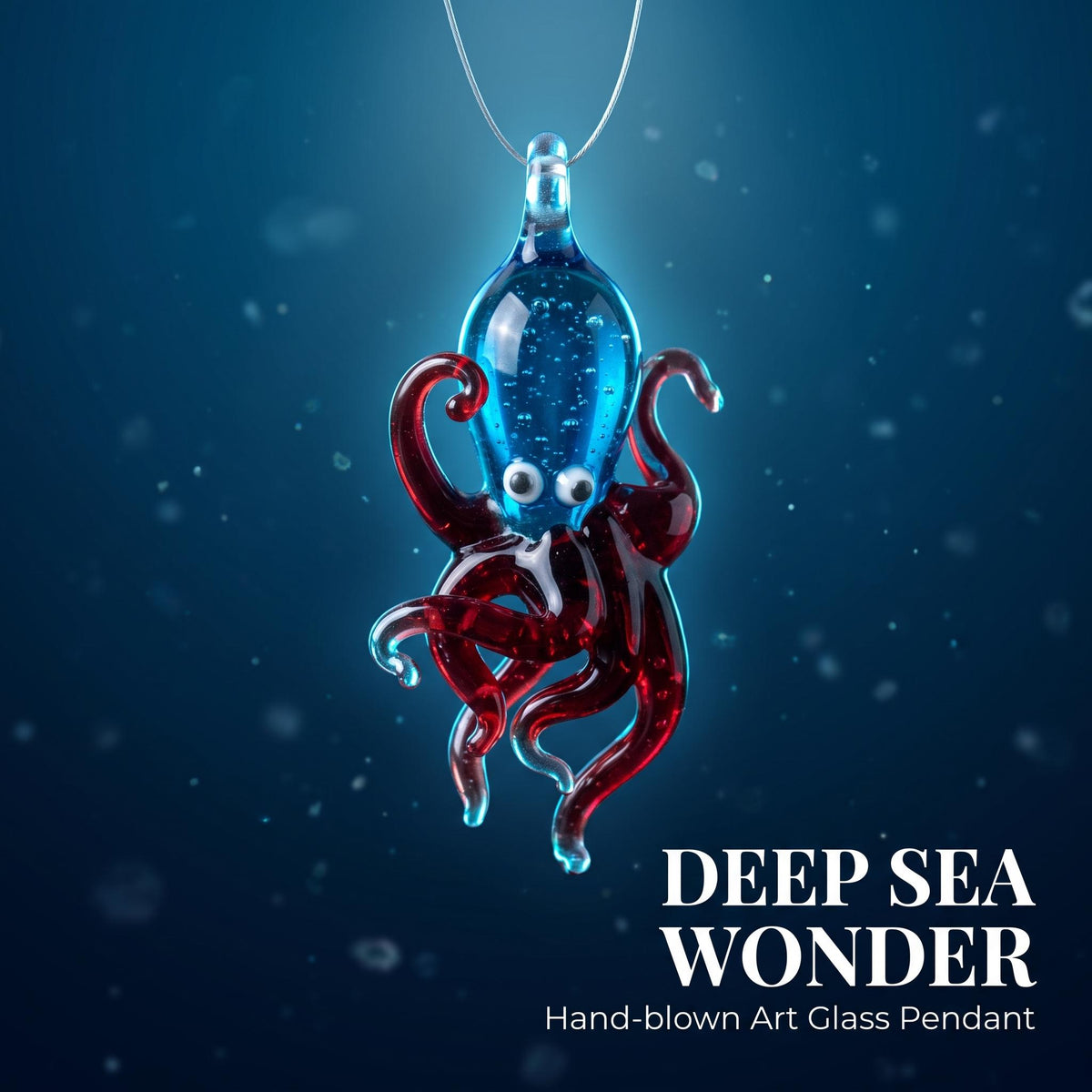 LuminaGlaze Red Octopus Glass Pendant Handmade Ocean Charm Necklace Pendant for Women Gift, Chain Not Included – product image 1