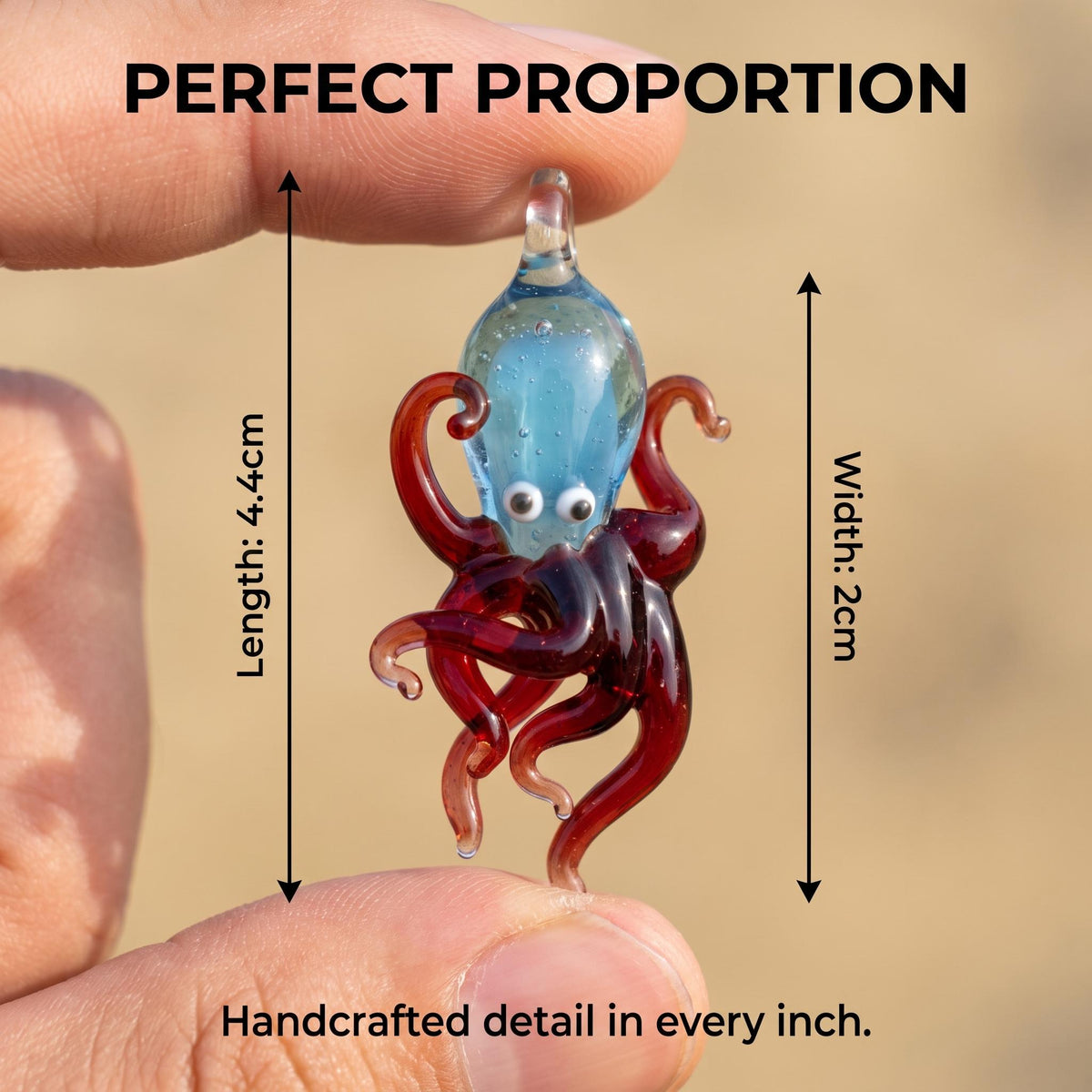 LuminaGlaze Red Octopus Glass Pendant Handmade Ocean Charm Necklace Pendant for Women Gift, Chain Not Included – product image 2