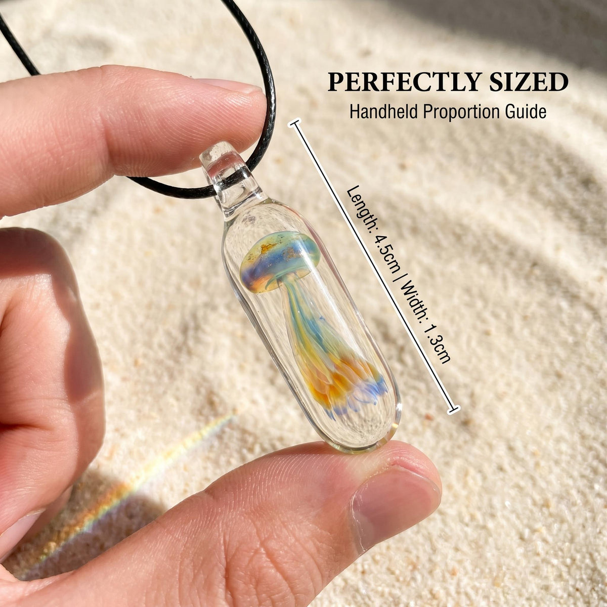 LuminaGlaze Iridescent Jellyfish Glass Pendant Handmade Ocean Charm Necklace Pendant 4.5 x 1.3 cm Gift for Women, Chain Not – product image 3
