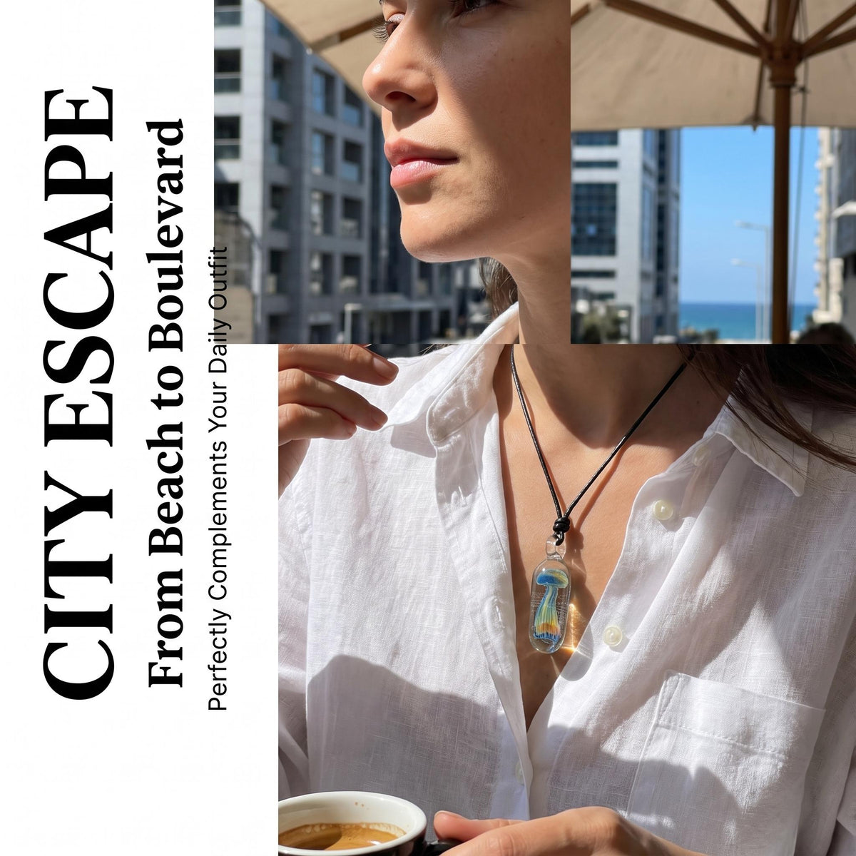 LuminaGlaze Iridescent Jellyfish Glass Pendant Handmade Ocean Charm Necklace Pendant 4.5 x 1.3 cm Gift for Women, Chain Not – product image 4