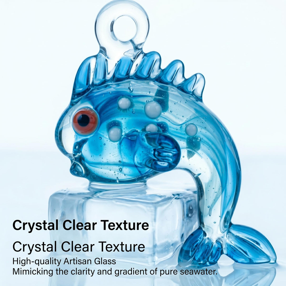 LuminaGlaze Handmade 3D Fish Crystal Glass Pendant, high-grade ocean-style ornament. Ideal for DIY necklaces, bracelets and – product image 2