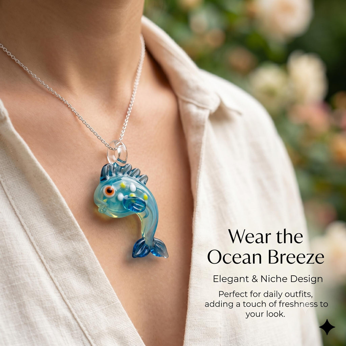 LuminaGlaze Handmade 3D Fish Crystal Glass Pendant, high-grade ocean-style ornament. Ideal for DIY necklaces, bracelets and – product image 3