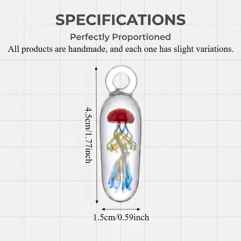 LuminaGlaze 1 Pcs Handmade Glass Jellyfish Capsule Pendant, Artisan Blown Glass Charm Without Cord, for DIY Necklace, Bracelet & – product image 2