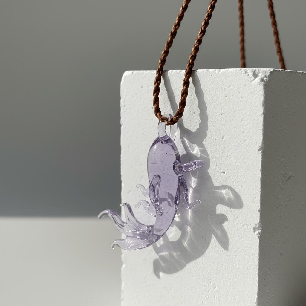 LuminaGlaze Handmade Purple Lucky Koi Glass Pendant, Crystal DIY Charm for Necklaces & Bracelets, Traditional Chinese Style – product image 8