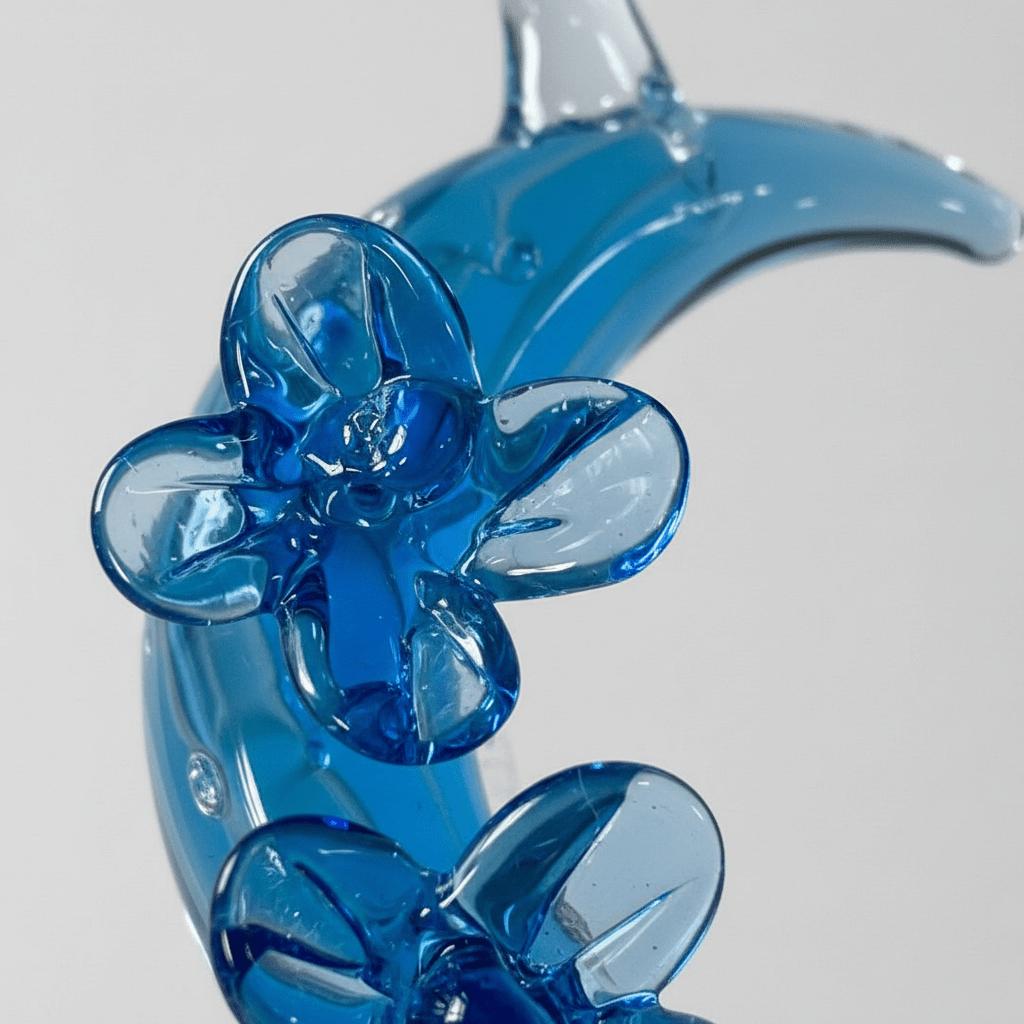LuminaGlaze Handmade Lake-Blue Moon & Blossom Glass Pendant, Crystal DIY Charm for Jewelry Making (Cord Not Included), Ideal for – product image 2
