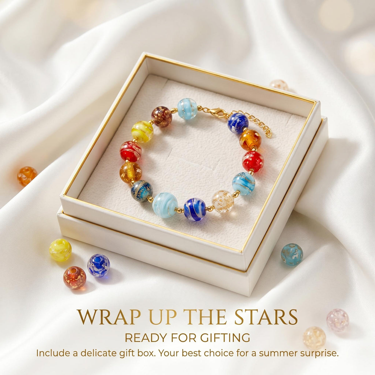 LuminaGlaze Handmade art glass Glass Bead Bracelet - Transparent Stylish Bangle, Daily Wear & Gifting Accessory – product image 1
