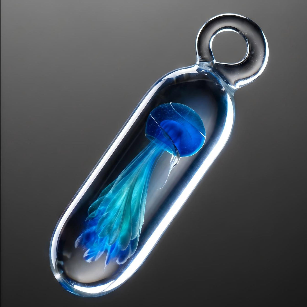 LuminaGlaze Hand Blown Glass Jellyfish Pendant Necklace – product image 7