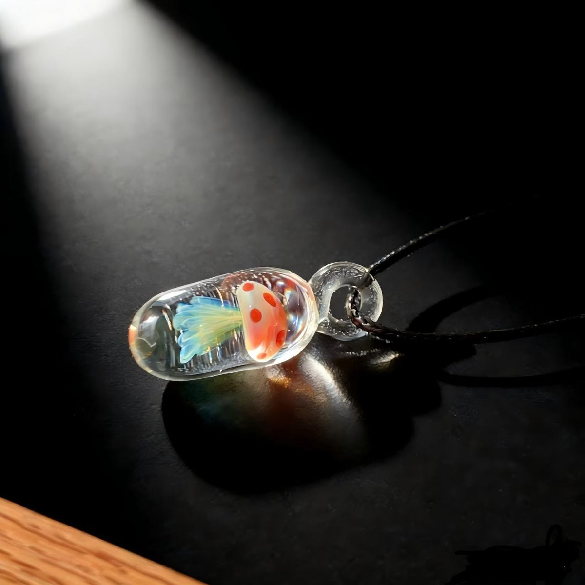 LuminaGlaze Hand Blown Glass Jellyfish Pendant Necklace – product image 9