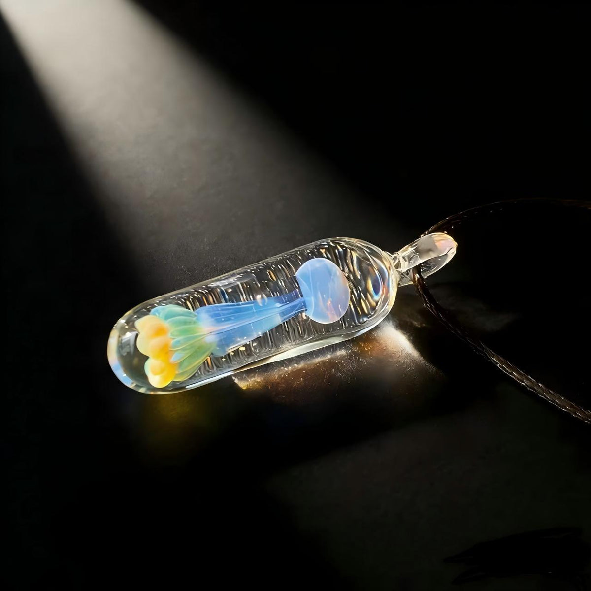 LuminaGlaze Hand Blown Glass Jellyfish Pendant Necklace – product image 10