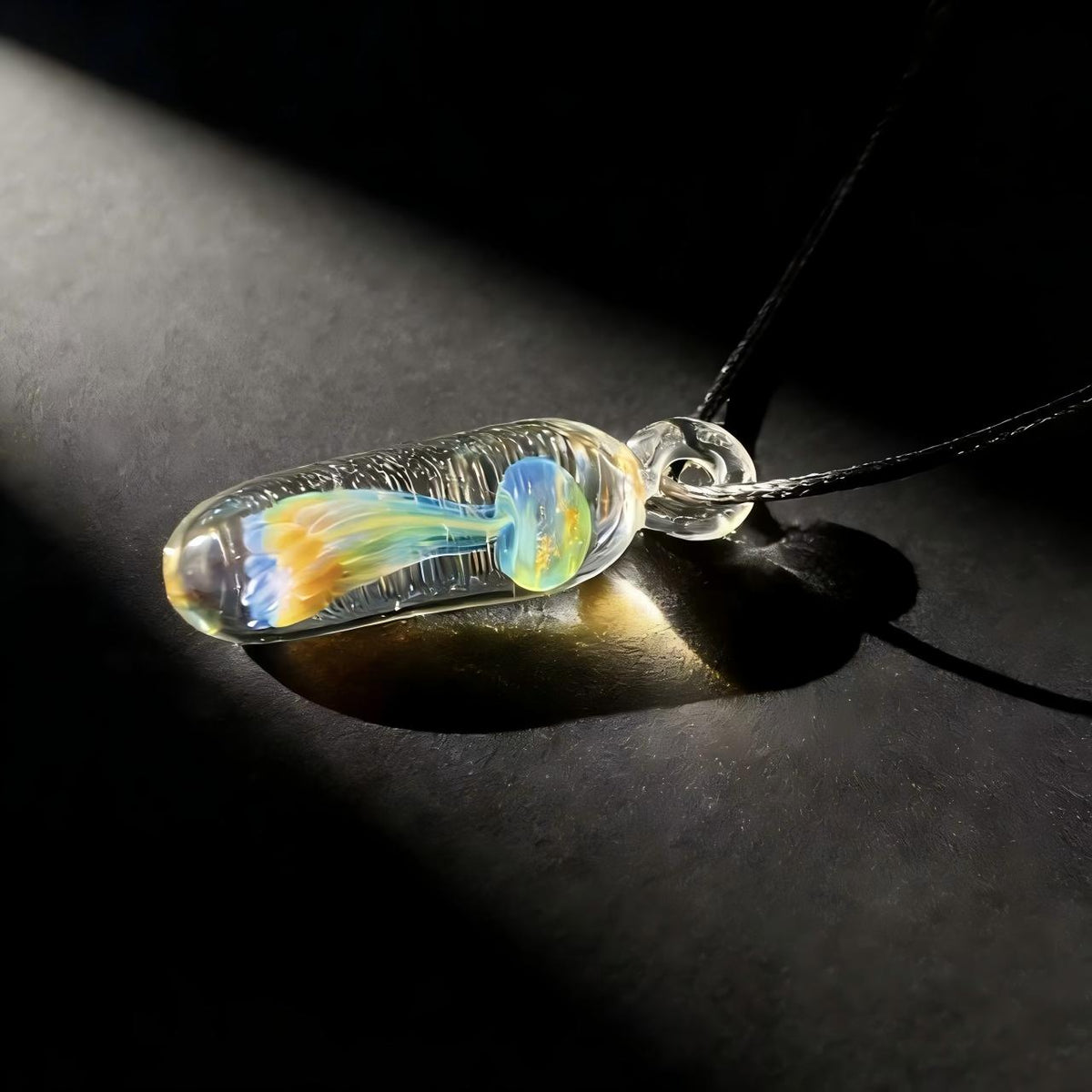 LuminaGlaze Hand Blown Glass Jellyfish Pendant Necklace – product image 12
