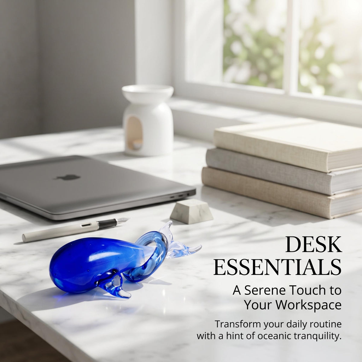 LuminaGlaze Transparent Blue Glass Whale Ornament with Clear Fins, Versatile for Home & Desktop Decor, DIY Pendants, Bracelets – product image 3