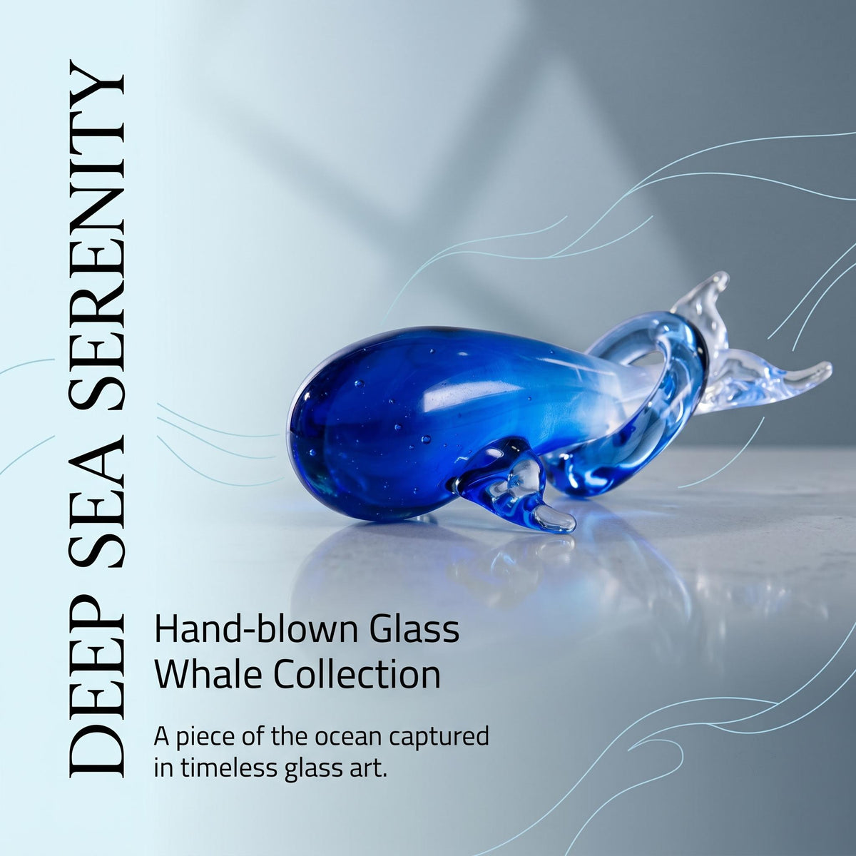 LuminaGlaze Transparent Blue Glass Whale Ornament with Clear Fins, Versatile for Home & Desktop Decor, DIY Pendants, Bracelets – product image 7