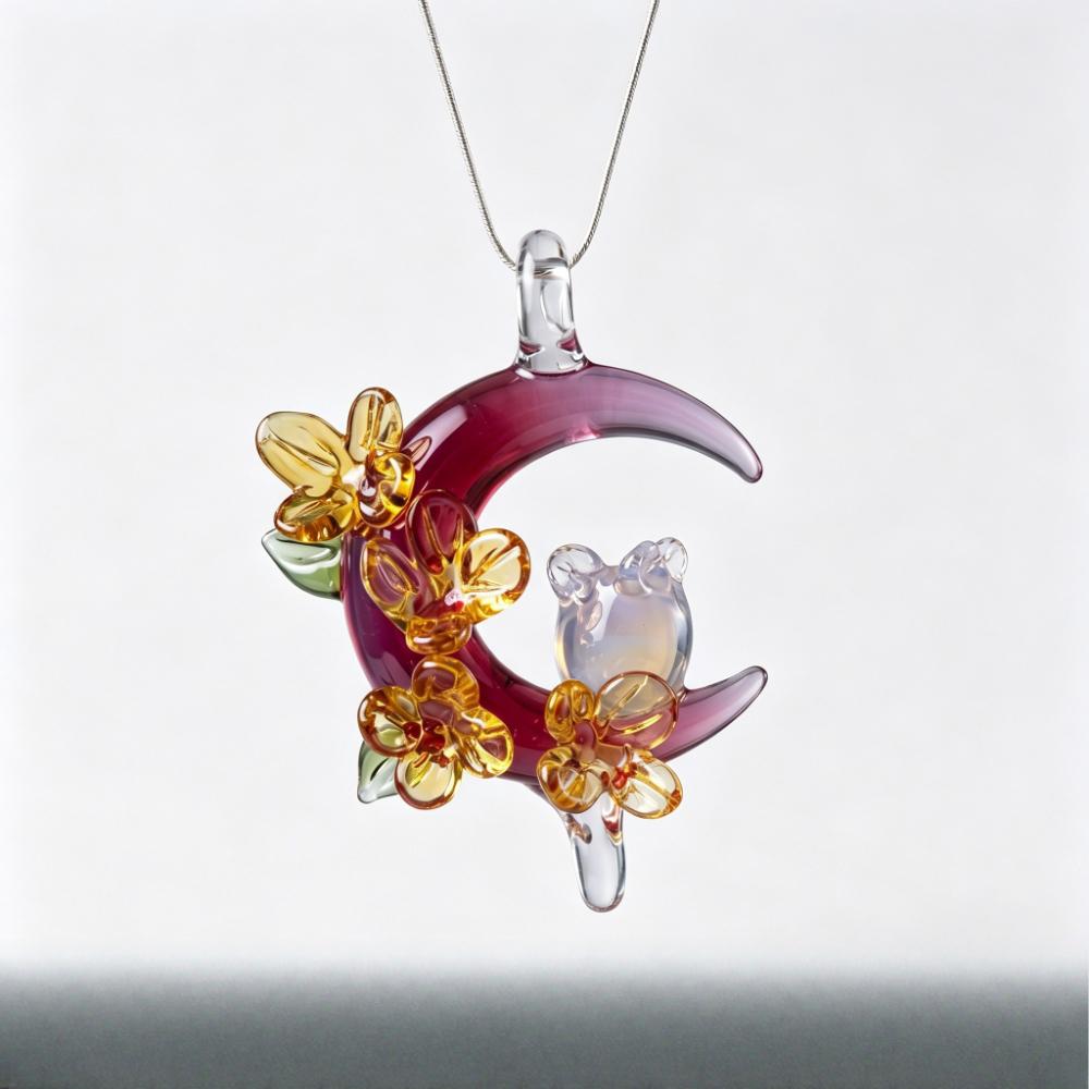 LuminaGlaze Exquisite Handmade Colorful Glass Flower Pendant, Art Crystal DIY Charm for Necklaces & Bracelets, Unique Elegant – product image 5