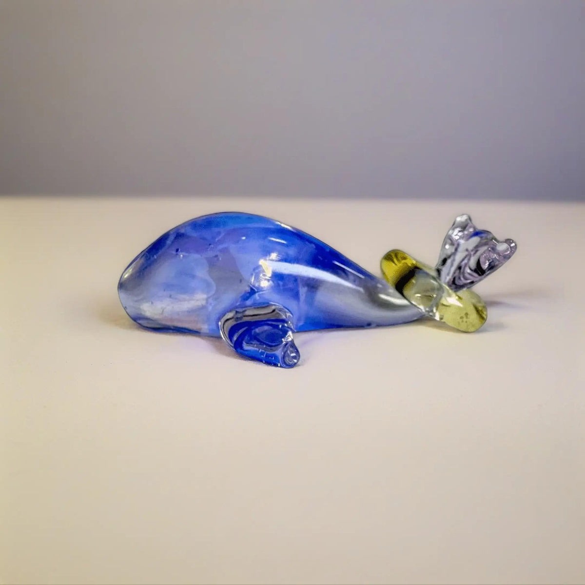 LuminaGlaze Blue Glass Whale Pendant with Transparent Fins & Yellow Accent Ring, Great for DIY Necklaces, Bracelets, Car and – product image 3