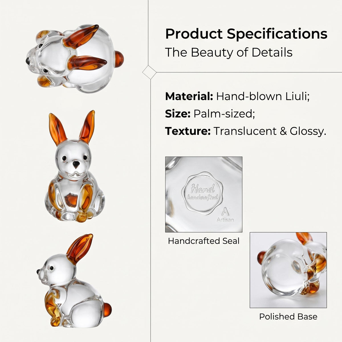 LuminaGlaze art glass Glass Rabbit Pendant, Handmade Art Decor Jewelry Accessory – product image 6