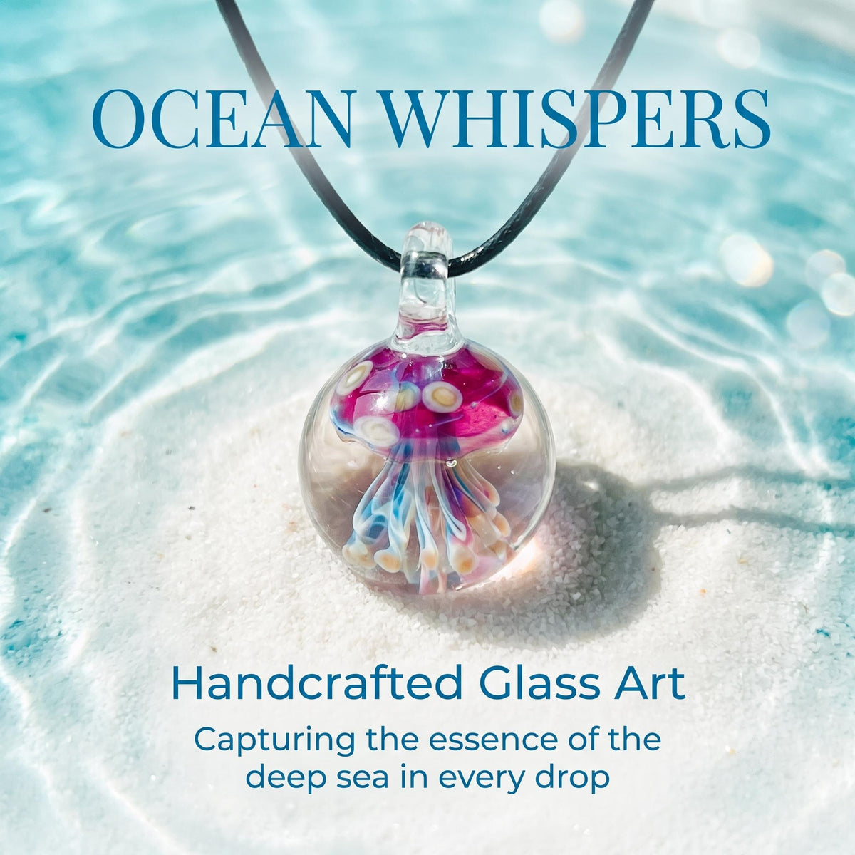 LuminaGlaze Women's Gradient Blue Round Crystal Pendant - Handmade Jellyfish Jewelry Charm for Jewelry Making, Charms Making, – product image 2