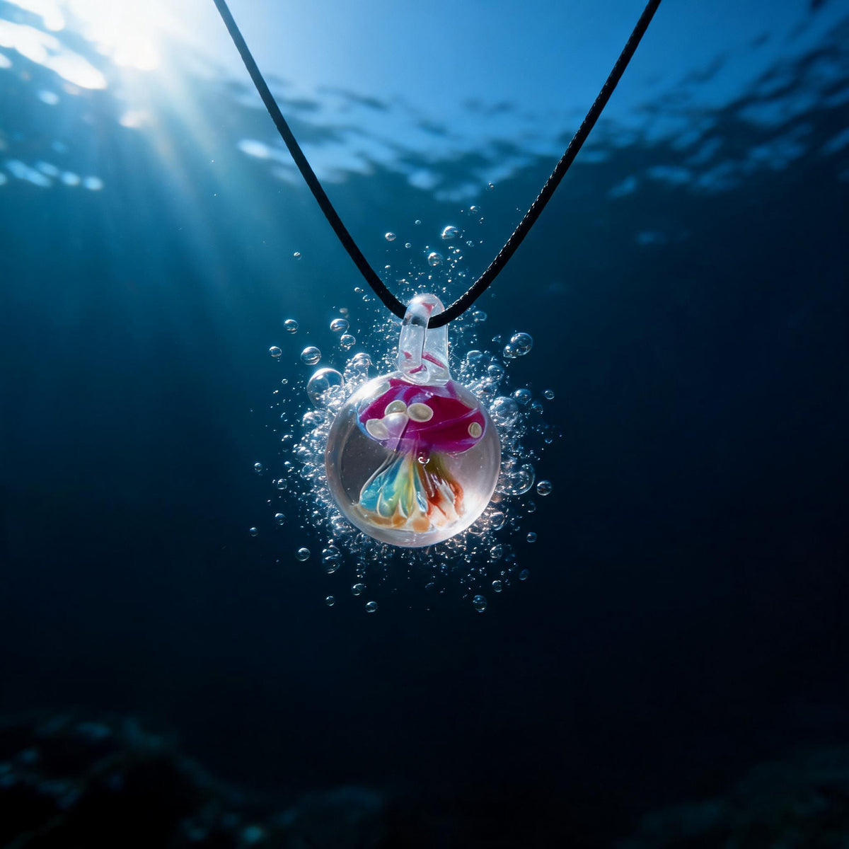 LuminaGlaze Women's Gradient Blue Round Crystal Pendant - Handmade Jellyfish Jewelry Charm for Jewelry Making, Charms Making, – product image 5