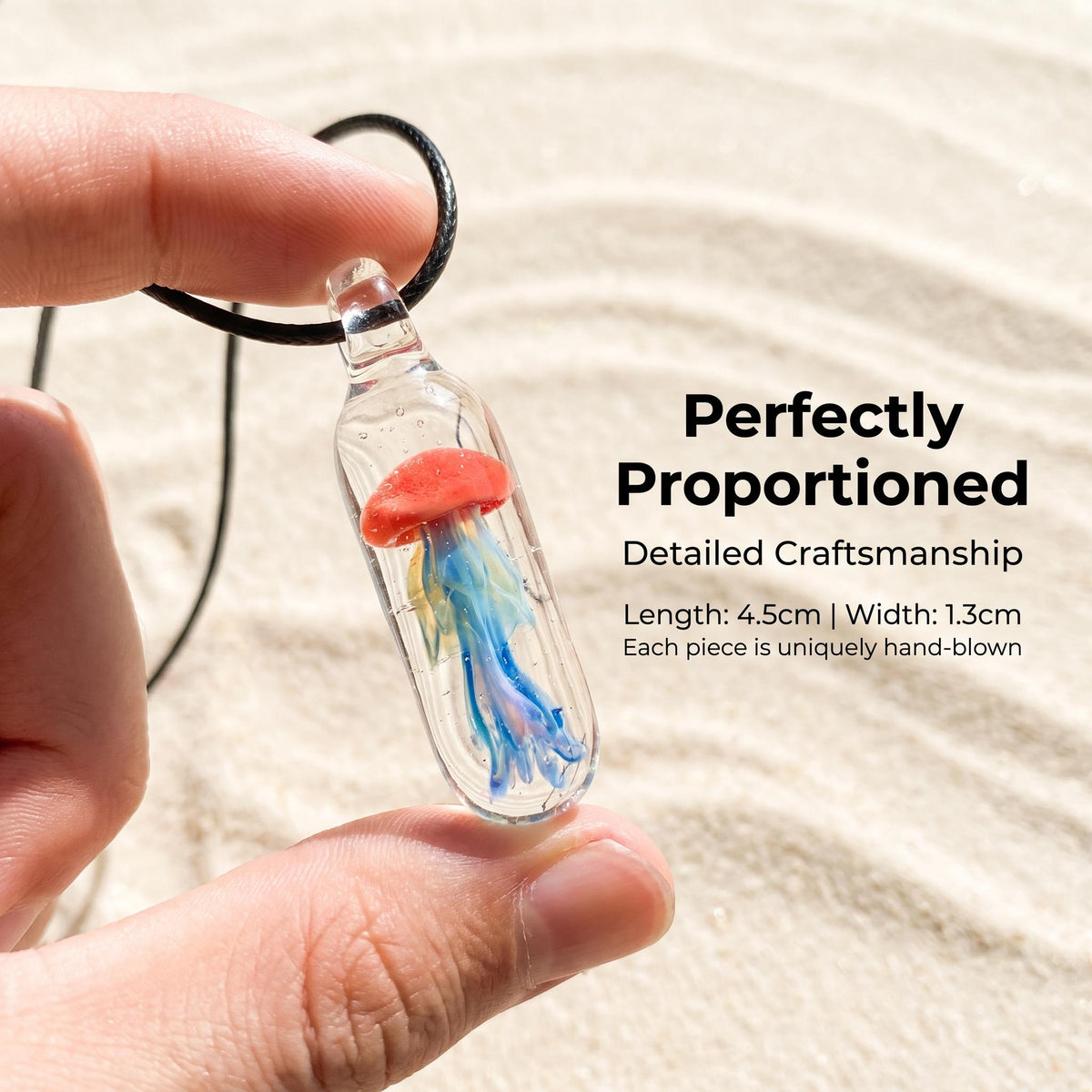 LuminaGlaze Gradient Glass Jellyfish Pendant with Red Head, 4.5cm Capsule Ocean Art with Iridescent Detail, Unique Coastal Gift – product image 7