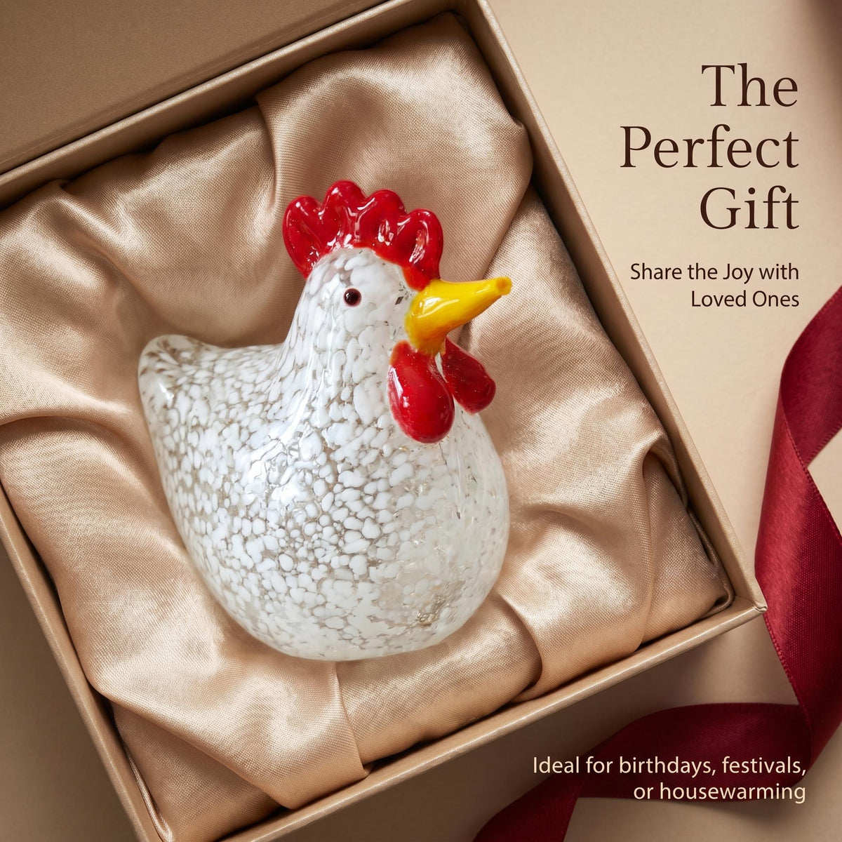 LuminaGlaze Handmade Glass Chicken Figurine Artisan-crafted desk decor for home, office & gifts – product image 5