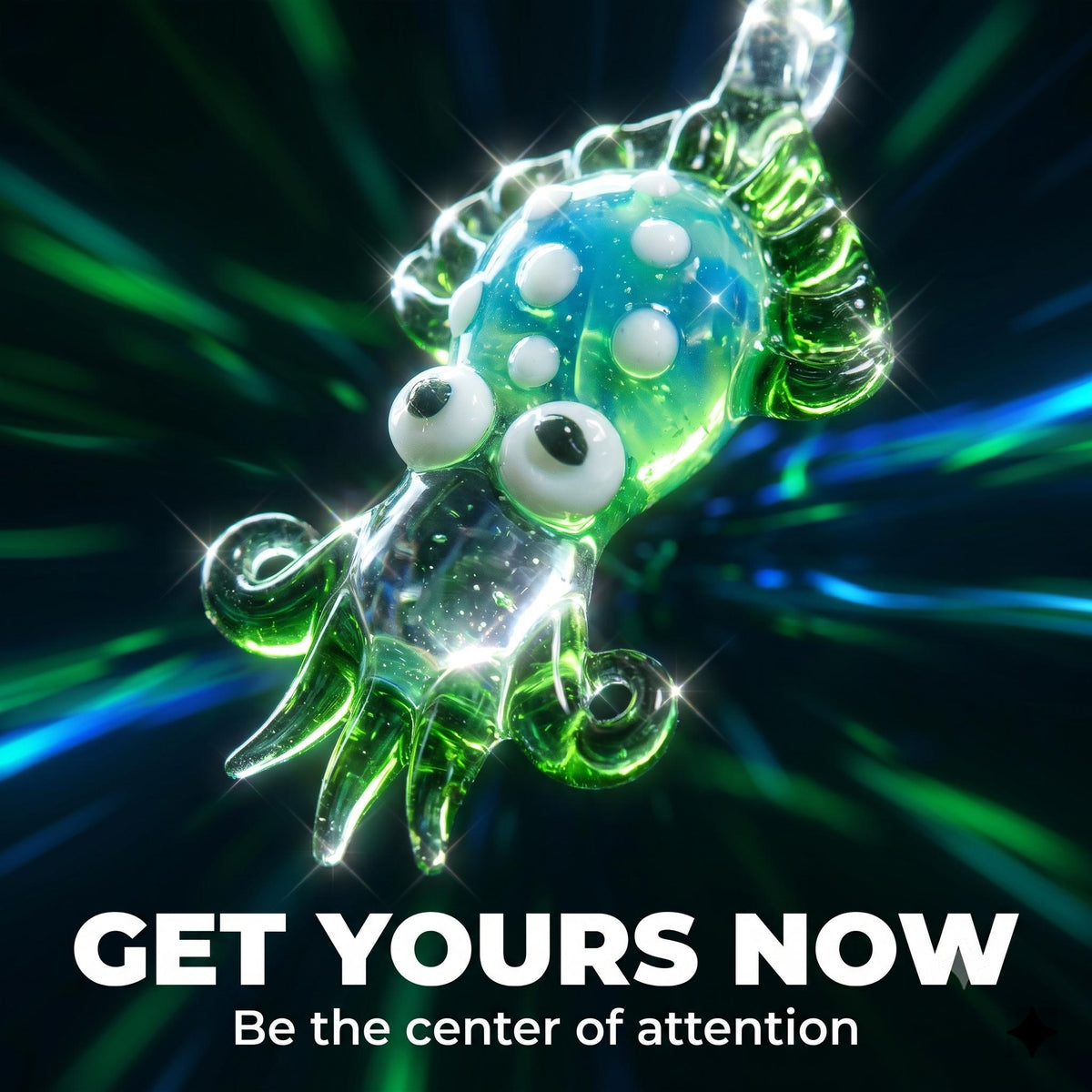 LuminaGlaze Hand-Blown Glass Squid Pendant, art glass Jewelry Accessory for Unique Style Statements – product image 1