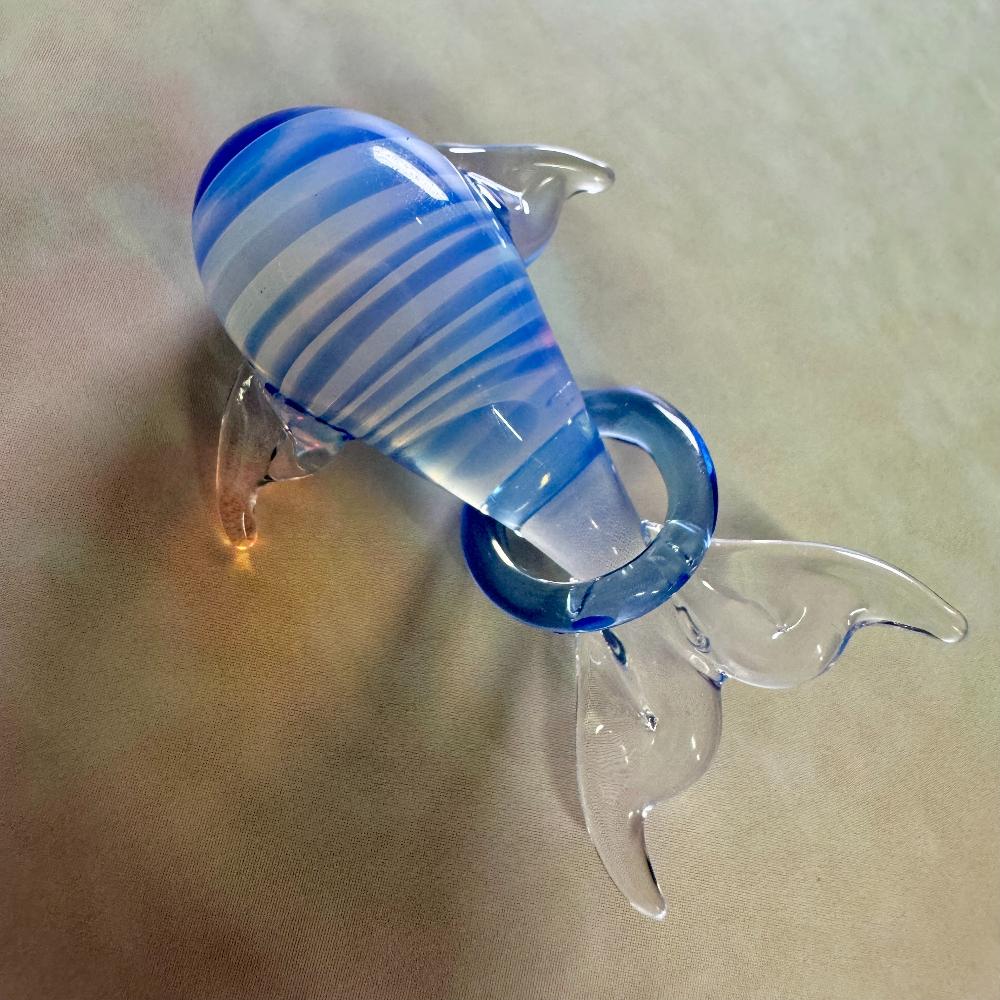 LuminaGlaze 3D Striped Glass Whale Pendant, Handmade Transparent Ocean Style DIY Charm (Chain Not Included) – product image 2