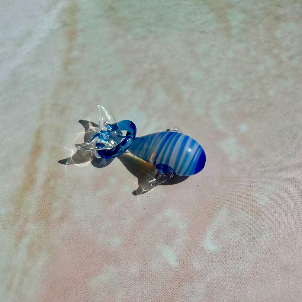 LuminaGlaze 3D Striped Glass Whale Pendant, Handmade Transparent Ocean Style DIY Charm (Chain Not Included) – product image 3