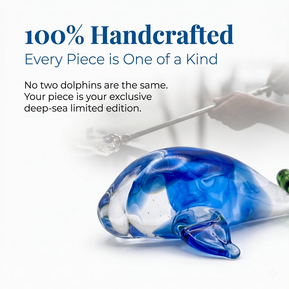 LuminaGlaze Handmade Translucent Blue Glass Whale Ornament, Ideal for DIY Decor & Home Display – product image 3