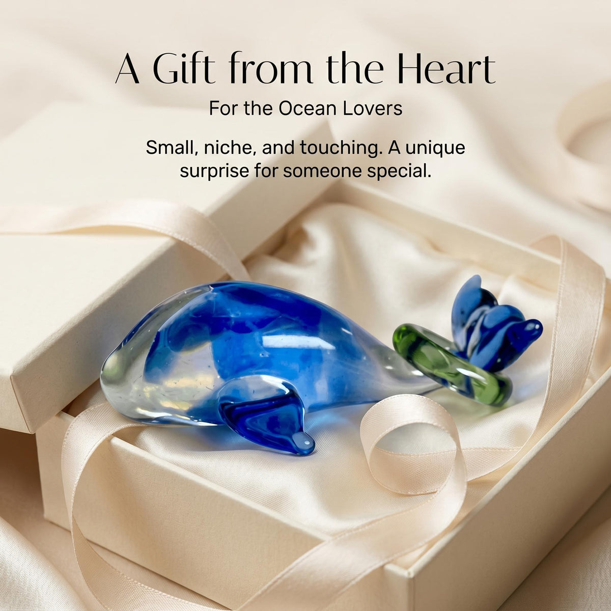 LuminaGlaze Handmade Translucent Blue Glass Whale Ornament, Ideal for DIY Decor & Home Display – product image 4