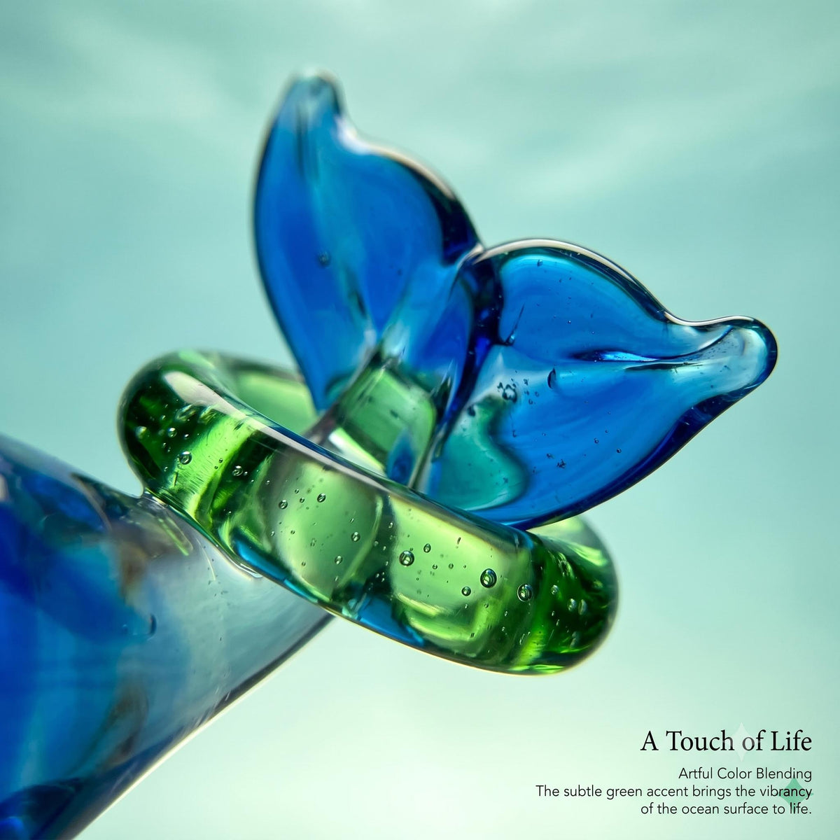 LuminaGlaze Handmade Translucent Blue Glass Whale Ornament, Ideal for DIY Decor & Home Display – product image 5