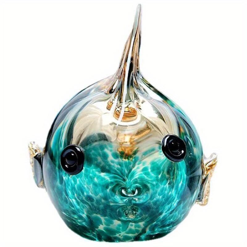 LuminaGlaze Handmade Crystal Glass Kissing Fish Figurine, Art Glass Bubble Fish Desktop Ornament for Home & Holiday Decor – product image 3