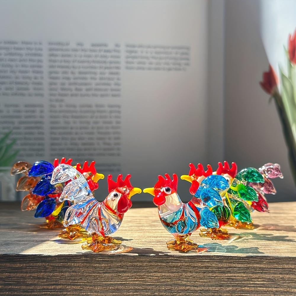LuminaGlaze 6Pcs Handmade Crystal Glass Rooster Figurines, Cute Mini Statues for DIY Home, Table Decor & Party Gifts – product image 2