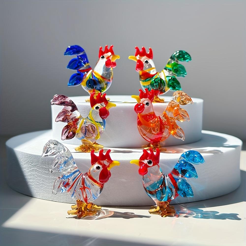 LuminaGlaze 6Pcs Handmade Crystal Glass Rooster Figurines, Cute Mini Statues for DIY Home, Table Decor & Party Gifts – product image 4