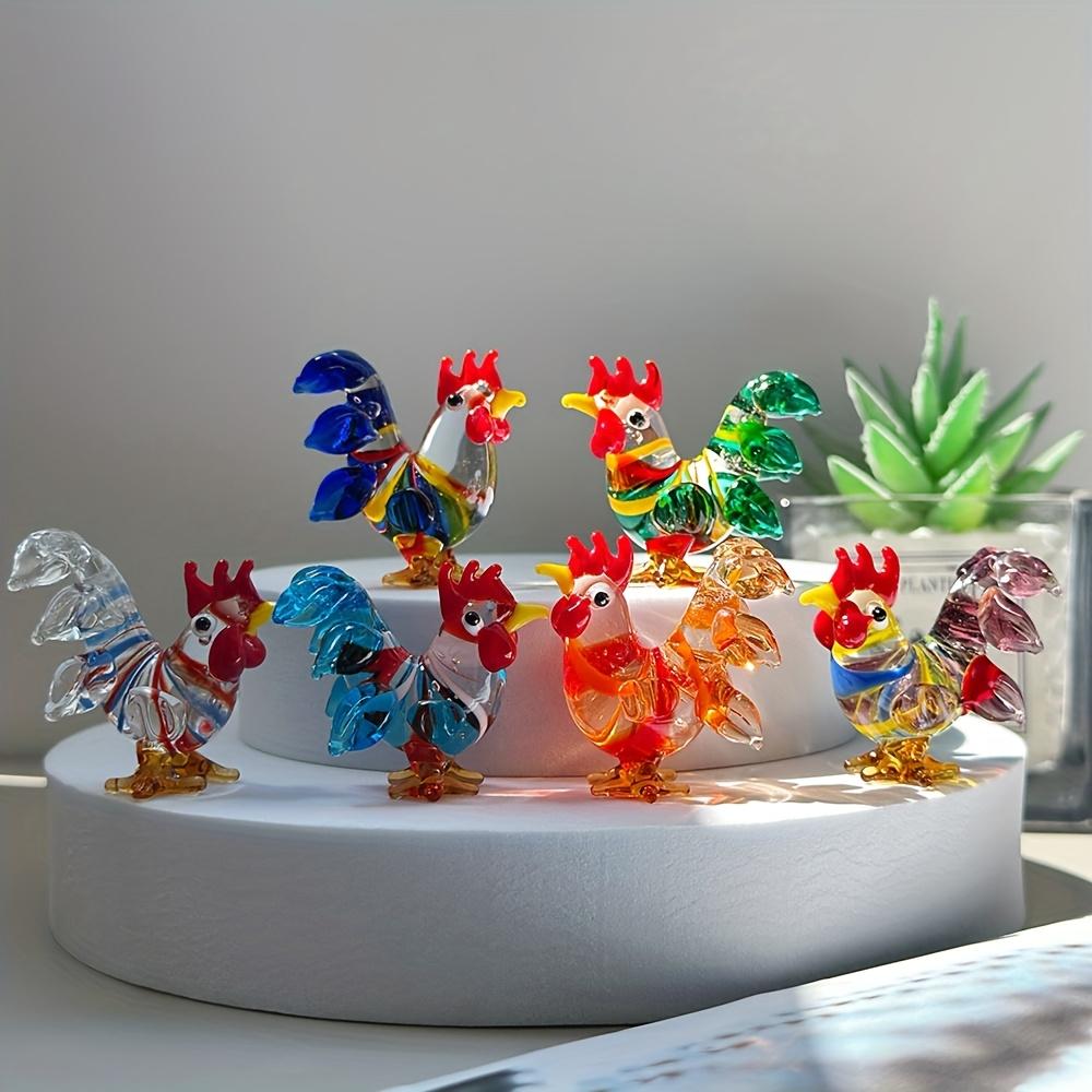 LuminaGlaze 6Pcs Handmade Crystal Glass Rooster Figurines, Cute Mini Statues for DIY Home, Table Decor & Party Gifts – product image 5