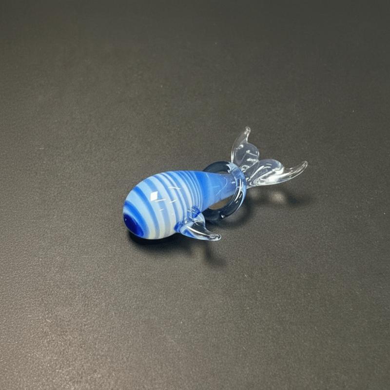 LuminaGlaze Blue and White Striped Glass Whale Pendant with Transparent Fins & Tail, Perfect for Home Decor and DIY Handicrafts – product image 4