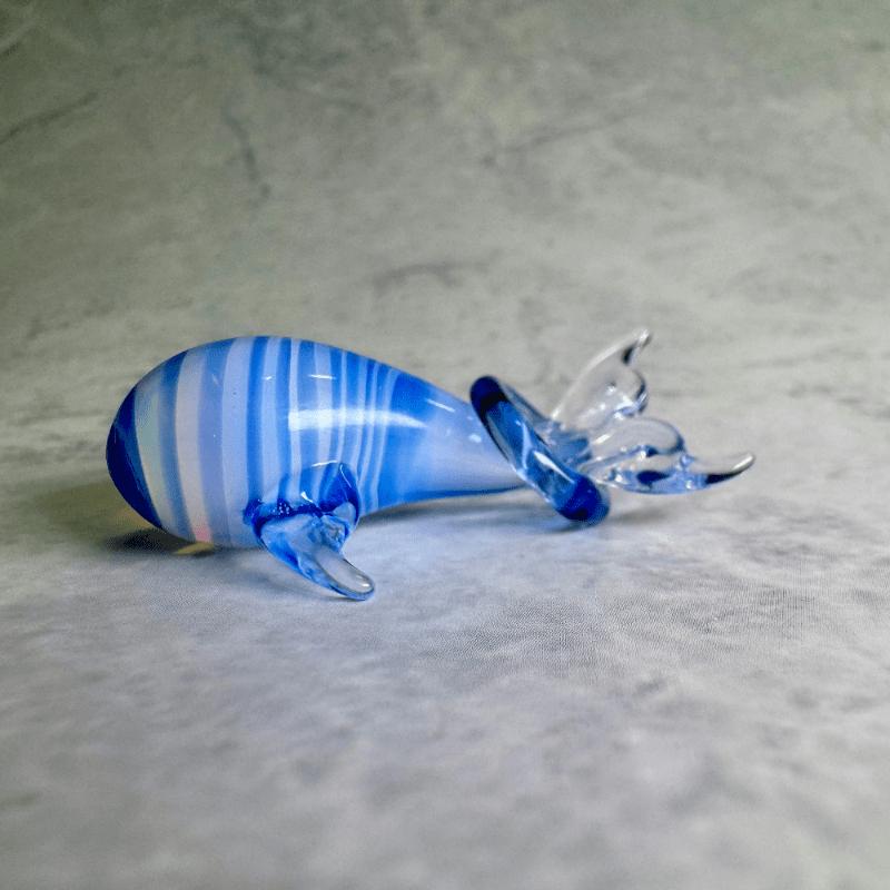 LuminaGlaze Blue and White Striped Glass Whale Pendant with Transparent Fins & Tail, Perfect for Home Decor and DIY Handicrafts – product image 7